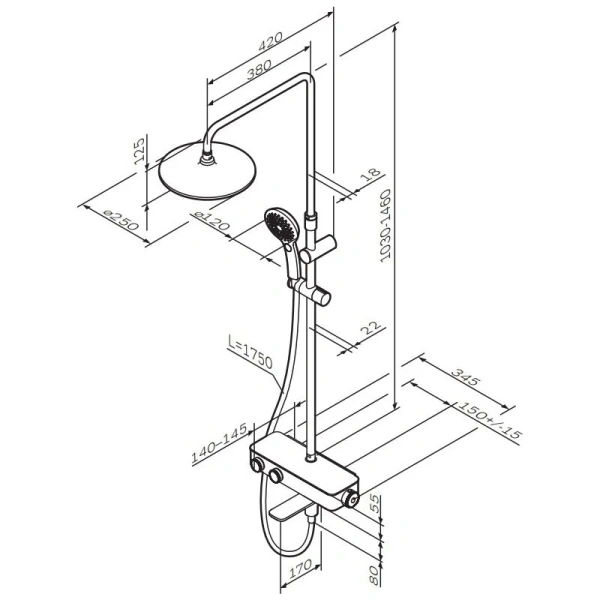 Душевая стойка Am.Pm Inspire 2.0 с термостатом F0750A522 (детальная фотография), современные, hi-tech