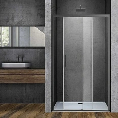 Душевая дверь в нишу Vincea Soft 120 см профиль вороненая сталь