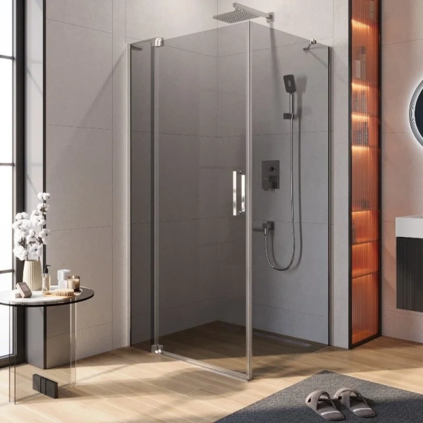 Душевой уголок Cezares Slider 110х100 см стекло серое профиль хром SLIDER-AH-1-100-100/110-GRIGIO-Cr (детальная фотография)