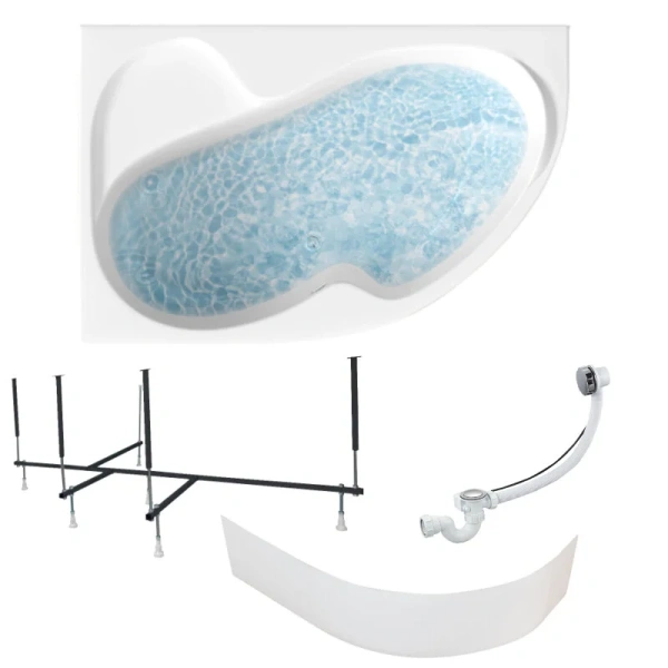 Ванна акриловая 1MarKa Aura 01ау1610лкп/01ау1610пкп, 160 x 105 см, левая/правая, цвет белый (детальная фотография), белые