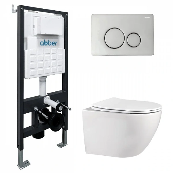 Унитаз с инсталляцией Abber BEQUEM белый AC1100-AC0105-AC0121 (детальная фотография)