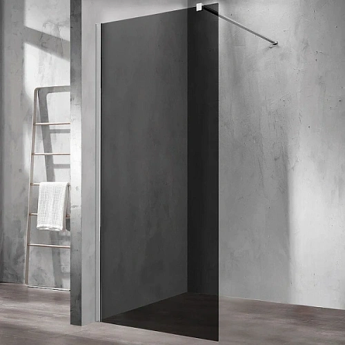 Душевая перегородка Vincea Walk In 80 см профиль вороненая сталь, стекло тонированное - фото 7