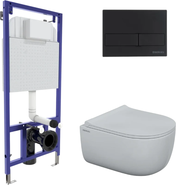 Унитаз с инсталляцией BERGES Ego кнопка черная 047215 (детальная фотография)