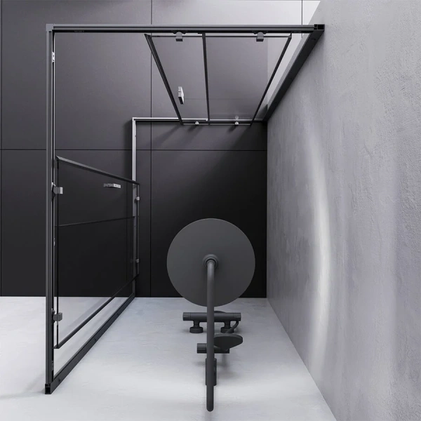 Душевой уголок Am.Pm Gem S 120x90 см профиль черный матовый, стекло прозрачное W93G-404-120290-BT (детальная фотография), прозрачные