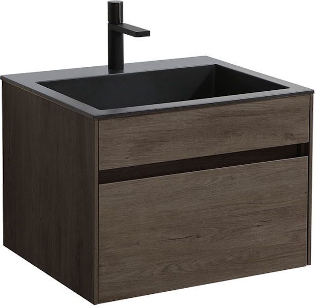 Тумба под раковину подвесная Vincea Chiara 59,2 см R.Oak VMC-2C600RO (детальная фотография), темно-коричневая