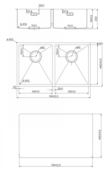 Мойка для кухни IDDIS Edifice 75 см графит EDI75G2i77 (детальная фотография), встраиваемые, интегрированные