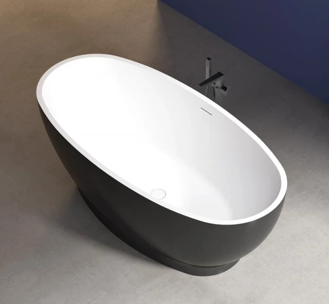 Акриловая ванна Abber 165х80 см черная матовая AB9207MB (детальная фотография), без гидромассажа, большие