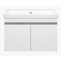 Тумба под раковину подвесная Misty Ронда 80 см белая/бетон