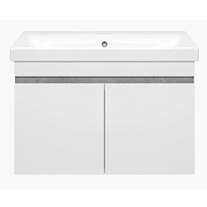 Тумба под раковину подвесная Misty Ронда 80 см белая/бетон