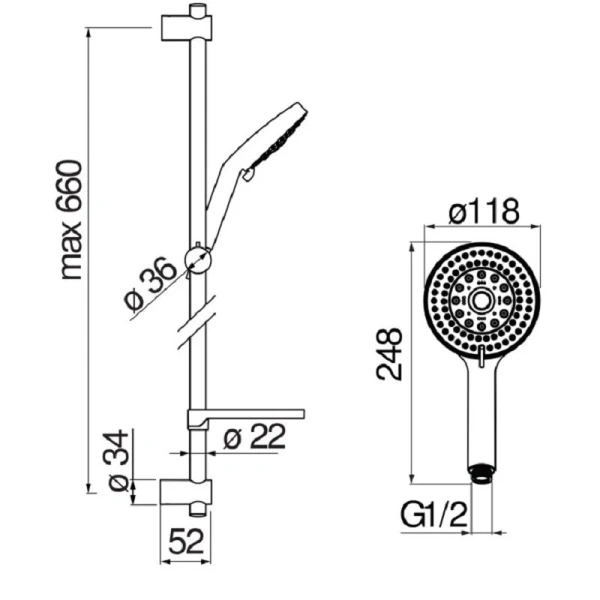 Душевой гарнитур Nobili с полкой AD140/62CR (детальная фотография), душевые гарнитуры
