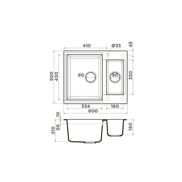 Мойка для кухни Omoikiri Sakaime 60-2-WH 60 см белая 4993911 (детальная фотография), врезные