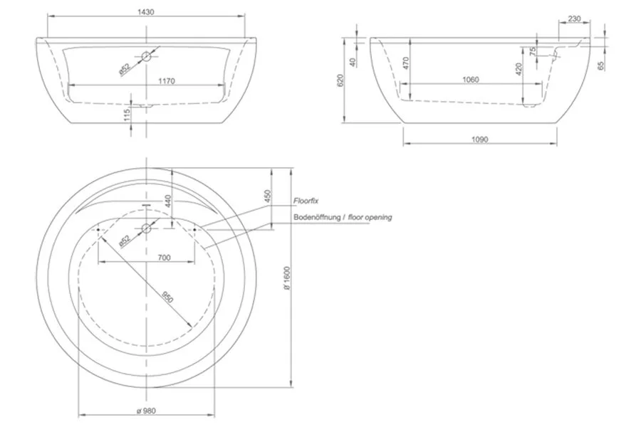 Ванна Knief Club 160 х 62 см, silver/black 0100-075-07 silver/black (детальная фотография), акриловые