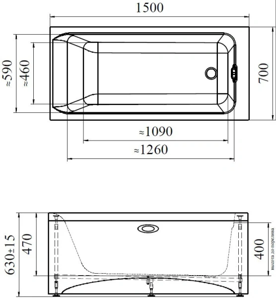 Акриловая ванна Vannesa Агата, 150 х 70 см (2-01-0-0-0-224) 2-01-0-0-1-224Р (детальная фотография), современныe, hi-tech