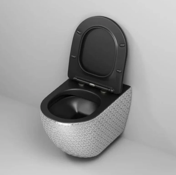 Унитаз подвесной Grossman Color серебро/черный GR-4411SBRS (детальная фотография), цветные