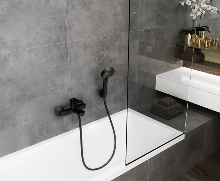 Смеситель для ванны Hansgrohe Vernis Blend черный матовый 71440670 (детальная фотография), современные, hi-tech
