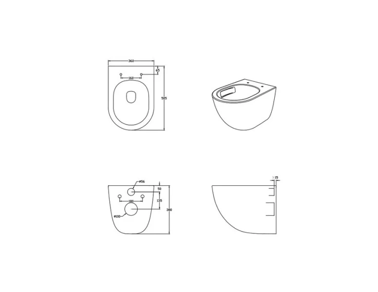 Унитаз подвесной Акватек Гелиос безободковый AQ1993T-00 (детальная фотография), подвесные, встраиваемые