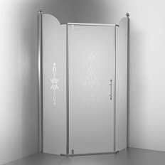 Душевой уголок Migliore Diadema Penta 90х90 см профиль хром стекло матовое декорированное