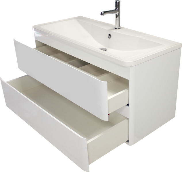 Тумба под раковину подвесная BelBagno Albano 80 см с двумя выкатными ящиками, bianco lucido ALBANO-800-2C-SO-BL (детальная фотография), моноблок