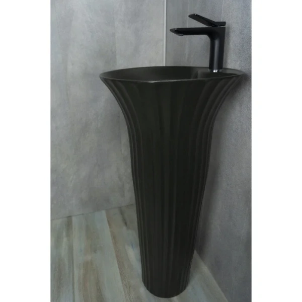 Раковина напольная GID Autonomo Nb132bg 41 см черный графит 81114 (детальная фотография), круглой формы, моноблок