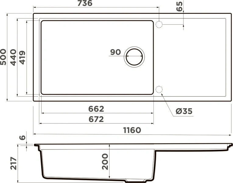 Мойка для кухни Omoikiri Sintesi 116-WG 100 см wind green 4997123 (детальная фотография), врезные