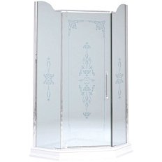 Душевой уголок Migliore Diadema Penta 100х100 см профиль хром стекло матовое декорированное