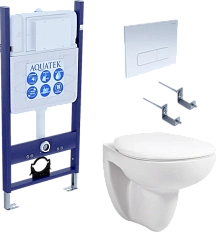 Унитаз с инсталляцией Акватек Каир кнопка белая