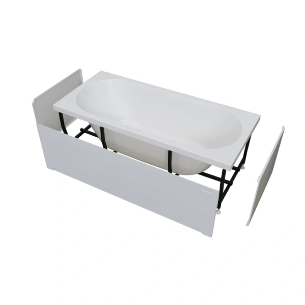 Акриловая ванна Радомир Вальс 1-01-2-0-9-194К, 190 x 90 см, каркас, фронтальный экран, слив-перелив автомат Вальс в комплекте, белая/хром (детальная фотография), 190 см