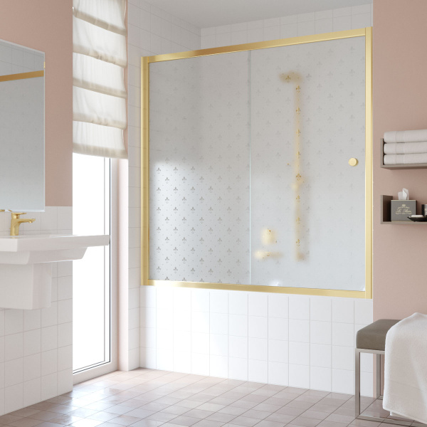 Душевая шторка на ванную стекло флёр-де-лис Vegas-glass ZV 180 R05 L (детальная фотография), раздвижные