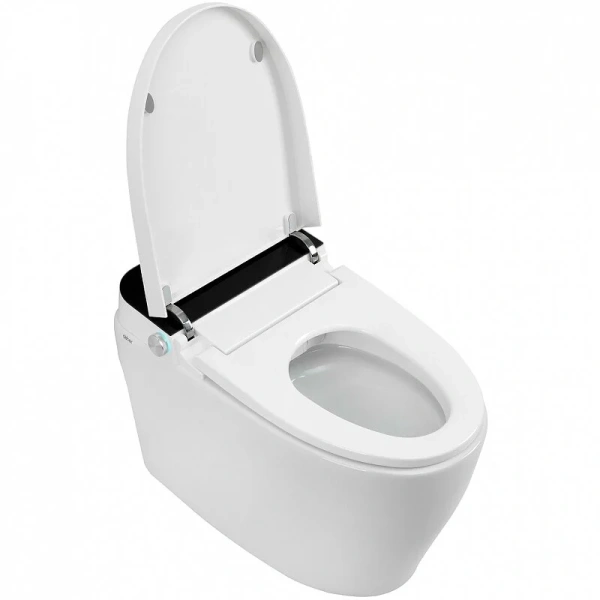 Унитаз напольный Abber Bequem с функцией биде AC1116S (детальная фотография), безободковые, сиденье с микролифтом , с антивсплеском, c функцией биде