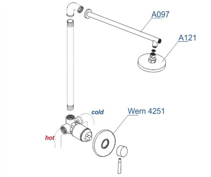 Душевой комплект WasserKRAFT Wern никель A12497 (детальная фотография), душевые комплекты, наборы