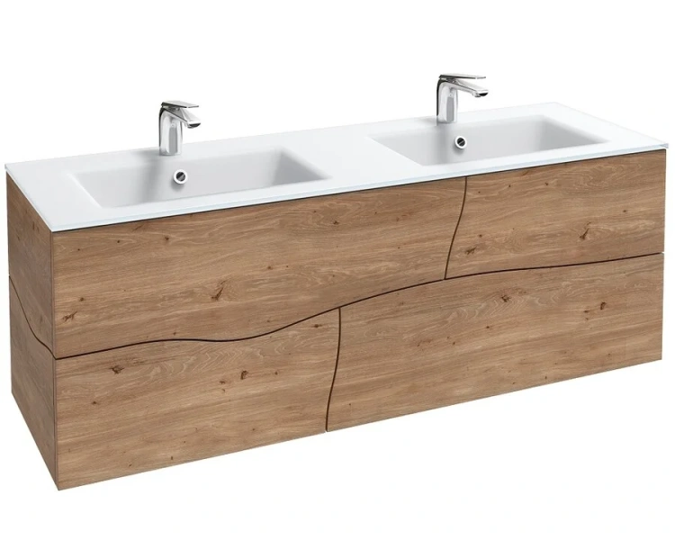 Тумба под раковину подвесная Jacob Delafon Sherwood 140 см натуральный дуб EB1835RU-P6 (детальная фотография), подвесная, пристенная