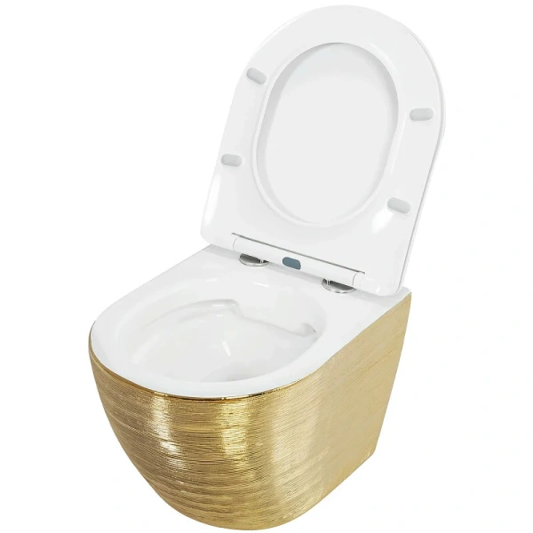 Унитаз подвесной Grossman золото/белый GR-4455GWS (детальная фотография), современные, hi-tech, круглые