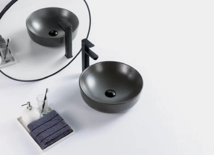 Раковина BelBagno 41 см серая матовая BB1315-H311 (детальная фотография)