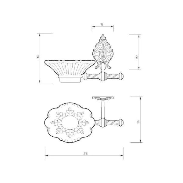 Мыльница Migliore Elisabetta с металлическим держателем (детальная фотография), классические, ретро, декорированные