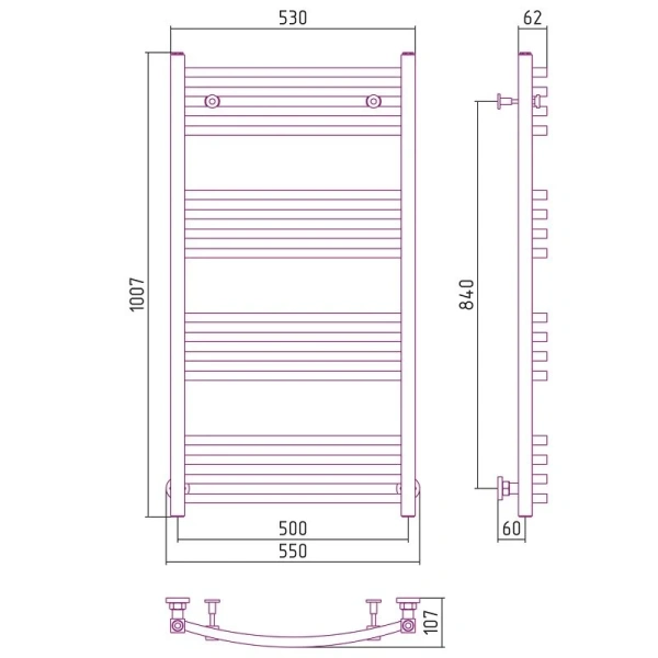 Полотенцесушитель водяной Сунержа Аркус 50х100 см шампань 020-0251-1050 (детальная фотография), современные, hi-tech
