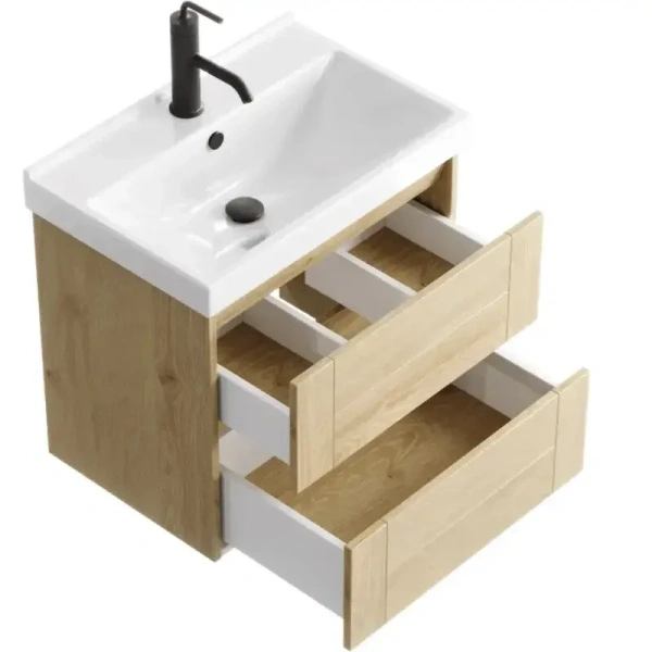 Тумба с раковиной подвесная Aqwella Astrid AST0106DD 60 см с ящиками (детальная фотография), современная, hi-tech