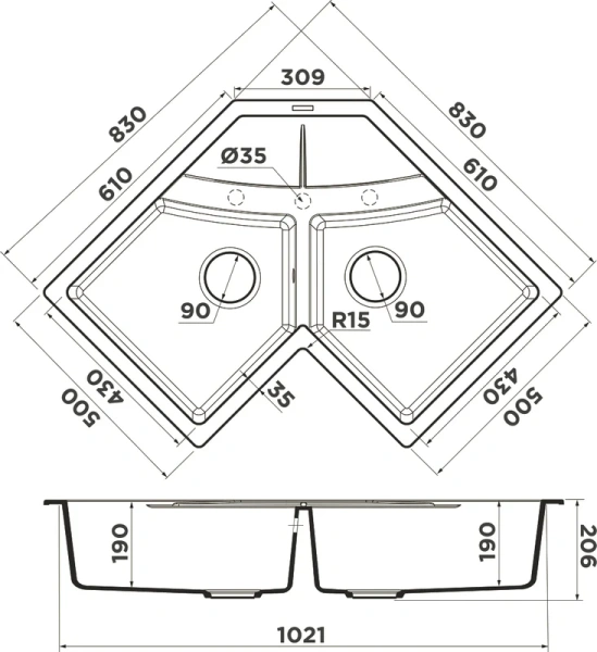 Мойка для кухни Omoikiri Sumi 83C-WH 83 см белая 4997174 (детальная фотография), врезные