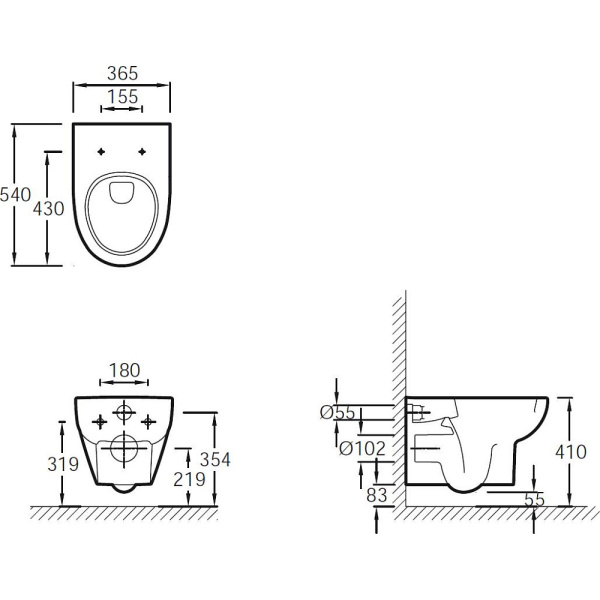 Схема (детальная фотография), без бачка, со скрытым бачком