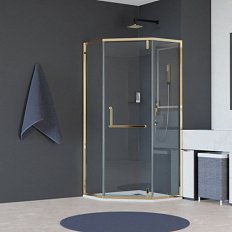 Душевой уголок RGW Hotel HO-084Gb 100x100 см профиль золото стекло прозрачное