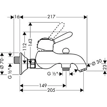 Смеситель для ванны Axor Carlton 174100 (детальная фотография), для ванны
