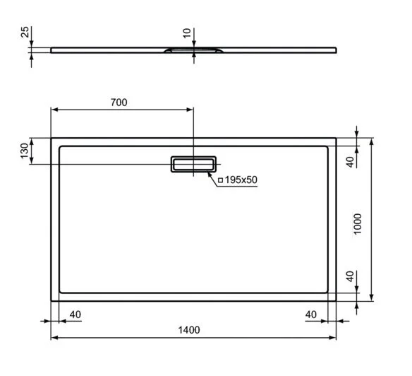 Душевой поддон Ideal Standard Ultraflat New 140x100 см белый T449001 (детальная фотография), низкие до 15 см