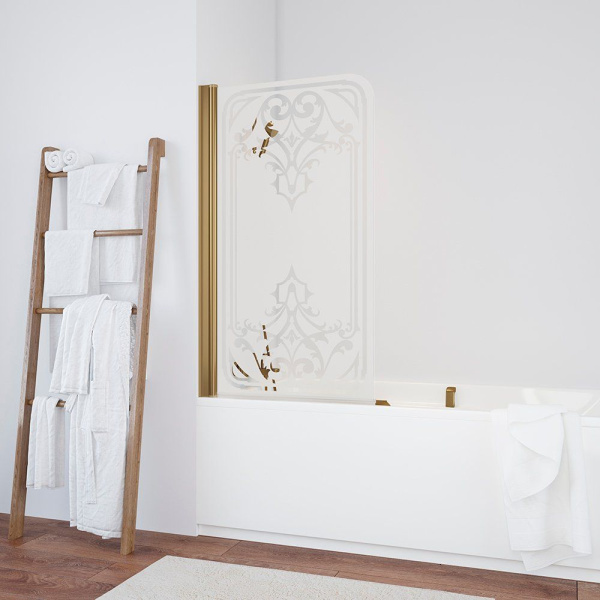 Душевая шторка на ванную рисунок прозрачный стекло матовое Vegas-glass EV 76 ARTDECO D1 L (детальная фотография), стеклянные