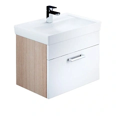 Тумба с раковиной подвесная IDDIS Mirro 60 см белая/под дерево