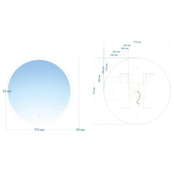 Зеркало с подсветкой Abber Mond 77 см с диммером AG6202SL-0.77 (детальная фотография), современные, hi-tech