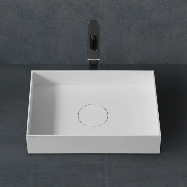 Раковина Abber Stein 50 см белая матовая AS2621 (детальная фотография), накладные (на столешницу), пристенные