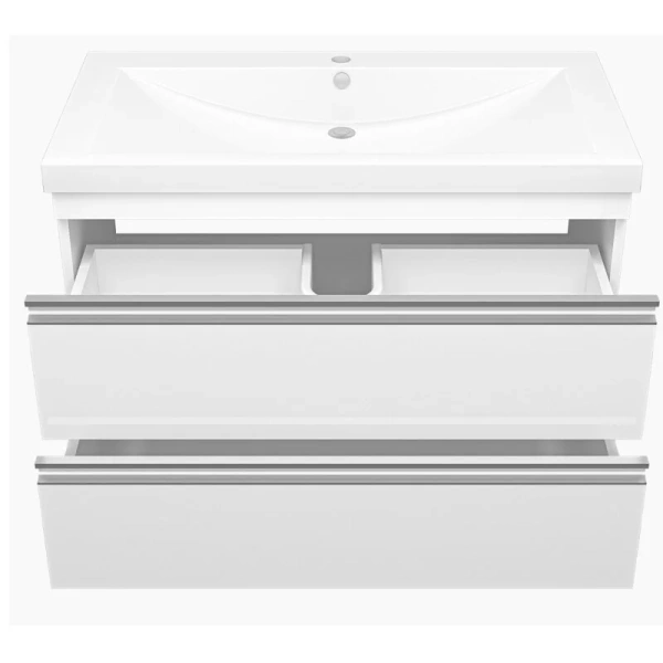 Тумба под раковину подвесная Misty Ингрид 90 см белая П-Инг-01090-011П2Я (детальная фотография), подвесная, пристенная
