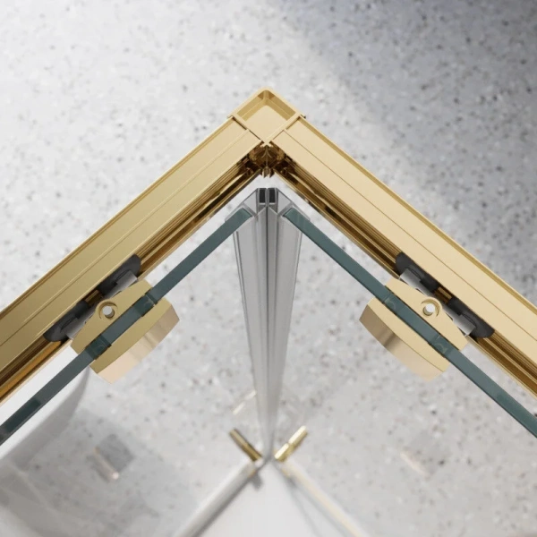 Душевой уголок Belbagno Luce 90x90 см профиль золото LUCE-A-2-90-C-ORO (детальная фотография), недорогие, стеклянные, угловые, без поддона