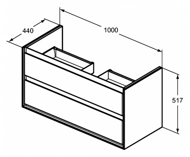 Тумба под раковину подвесная Ideal Standard Connect Air 100 см белый глянцевый, светло-серый матовый E0821KN (детальная фотография), нет в наличии