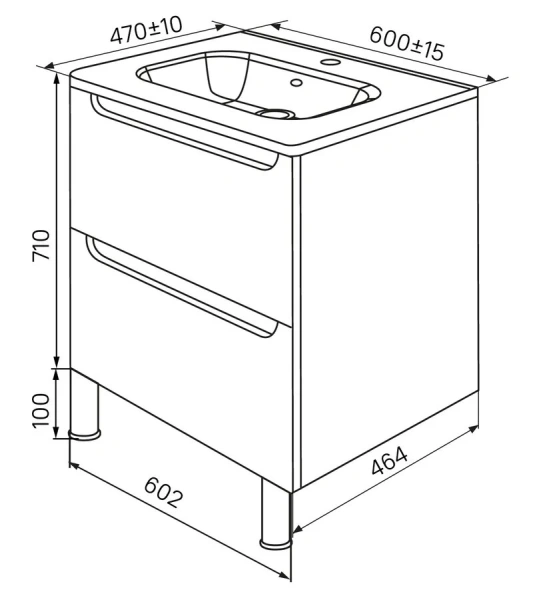 Тумба с раковиной напольная IDDIS Edifice 60 см EDI60WFi95K с двумя ящиками (детальная фотография), в наличии, нет в наличии