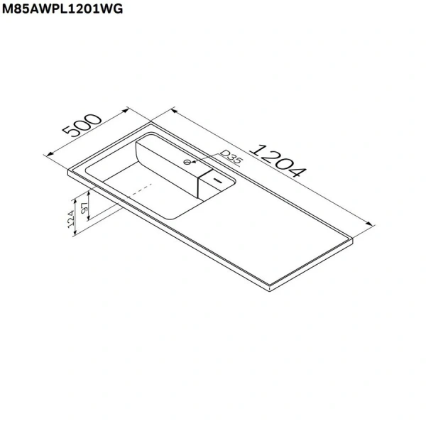 Раковина над стиральной машиной Am.Pm X-Joy 120 см правосторонняя M85AWPR1201WG (детальная фотография), современные, hi-tech